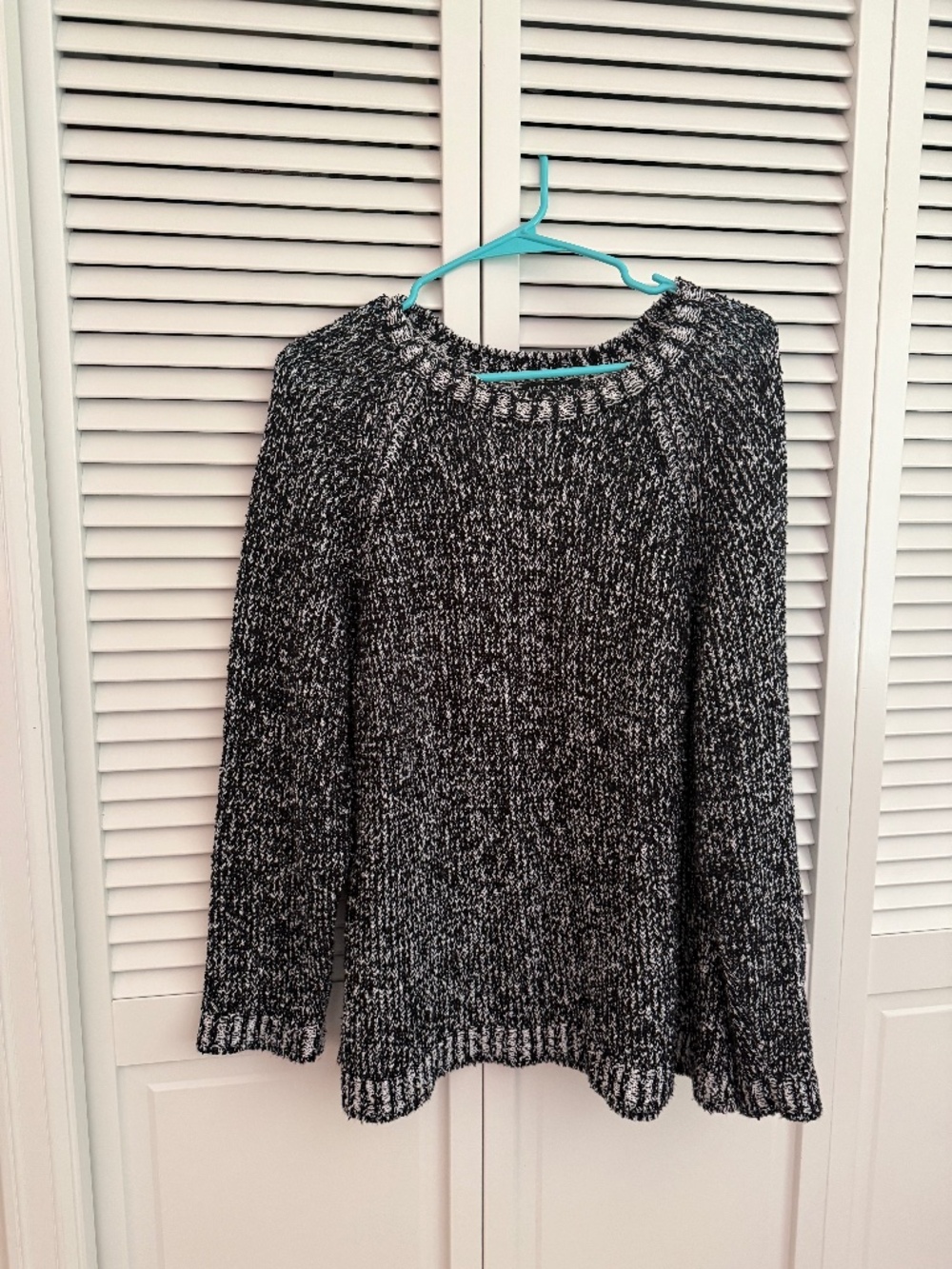 Eileen Fisher black and white cotton crew neck sweater